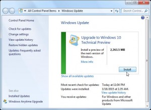 Cách nâng cấp Windows 10 Technical Preview qua Windows Update